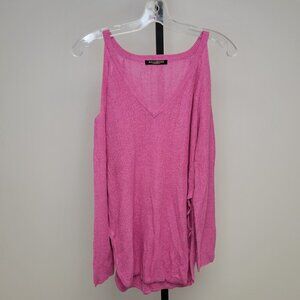 Revamped  Knit Pink Open Shoulder Sweater
